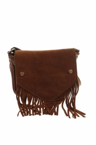 Дамска чанта Massimo Dutti, Цвят Кафяв, Естествена кожа, естествен велур, Цена 56,05 лв.