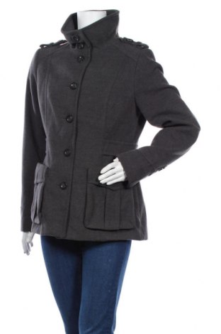 Дамско палто H&M, Размер XL, Цвят Сив, 86% полиестер, 13% вискоза, 1% еластан, Цена 36,22 лв.