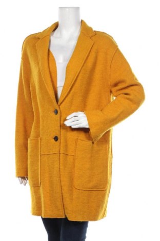 Dámský kabát  Zara, Velikost XL, Barva Žlutá, 52% vlna, 38% polyester, 10% polyamide, Cena  1 259,00 Kč