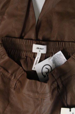 Γυναικείο παντελόνι δερμάτινο Object, Μέγεθος XS, Χρώμα Καφέ, Τιμή 10,32 €