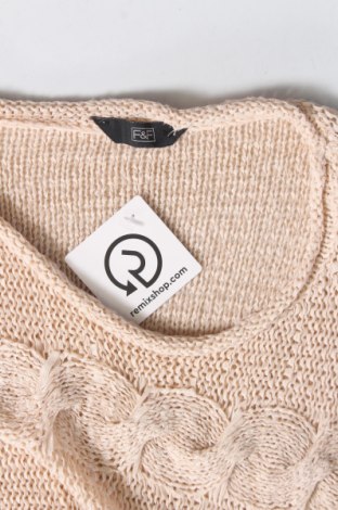 Дамски пуловер F&F, Размер M, Цвят Бежов, Цена 8,70 лв.