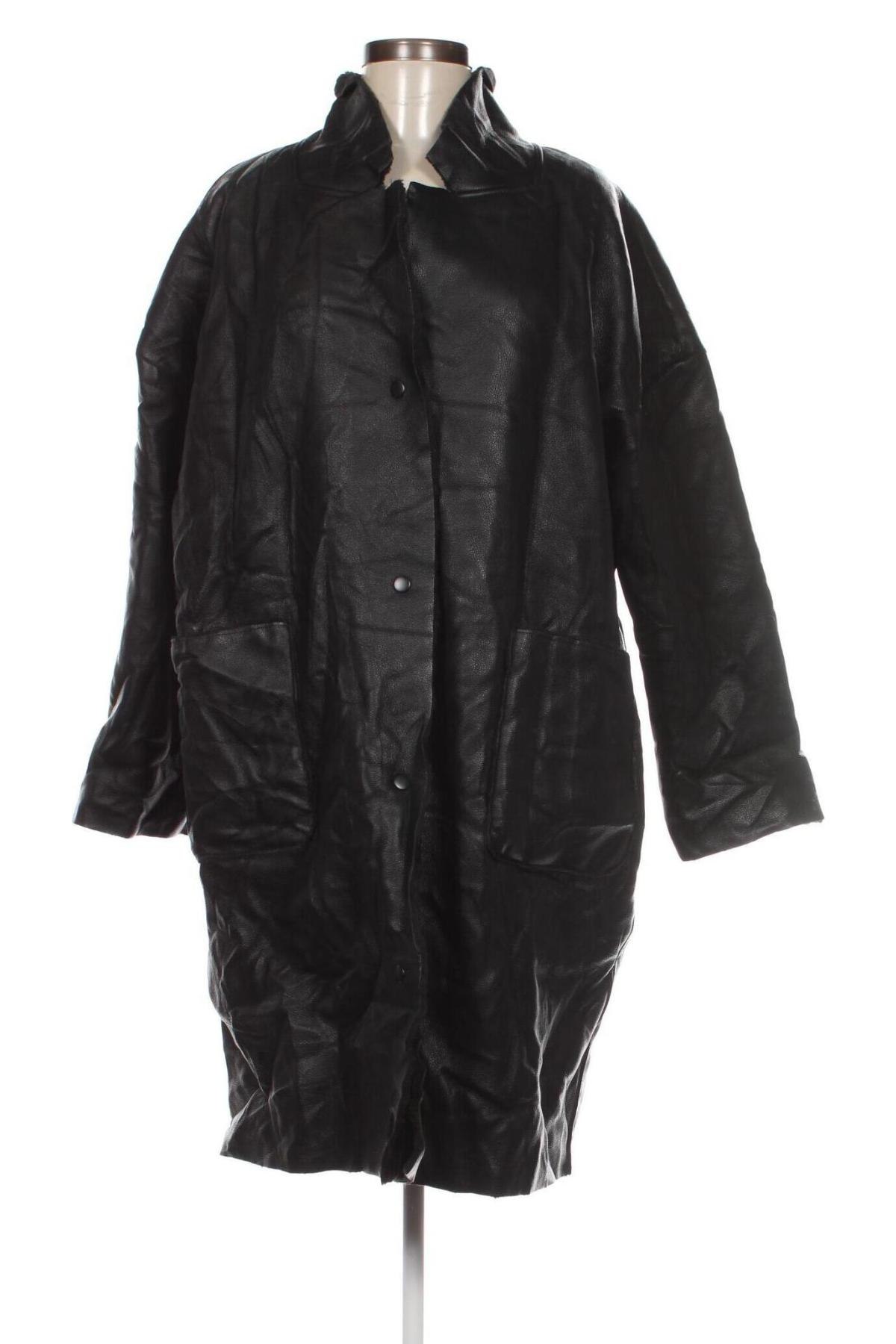 Palton din piele pentru damă, Mărime L, Culoare Negru, Preț 124,83 Lei