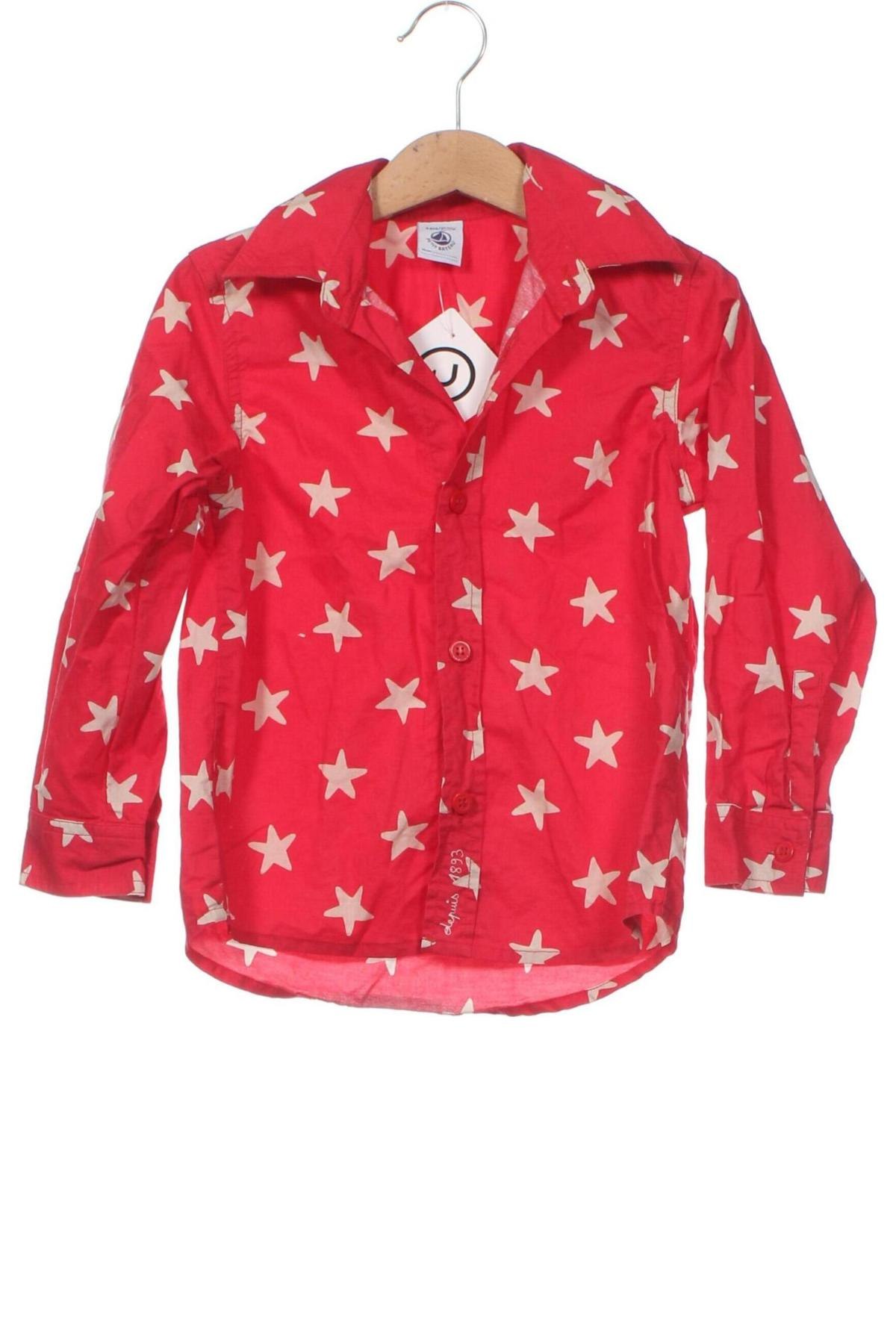 Детска риза Petit Bateau, Размер 2-3y/ 98-104 см, Цвят Червен, Цена 16,50 лв.