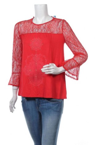 Bluză de femei Desigual, Mărime S, Culoare Roșu, 73% viscoză, 21% poliamidă, 6% elastan, Preț 89,64 Lei