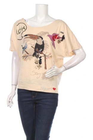 Bluză de femei Desigual, Mărime S, Culoare Bej, Bumbac, Preț 175,66 Lei
