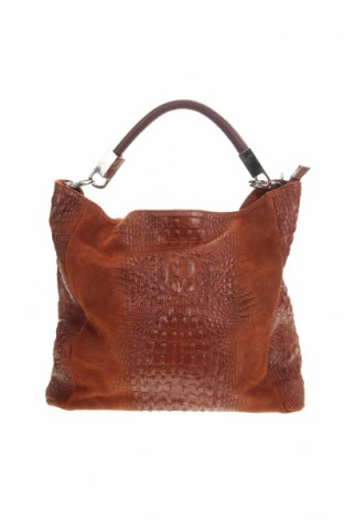 Дамска чанта Lucca Baldi, Цвят Кафяв, Естествена кожа, естествен велур, Цена 329,45 лв.