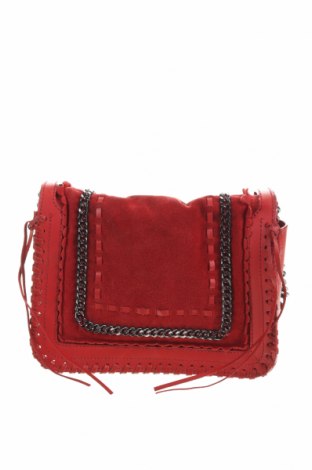 Дамска чанта Zara, Цвят Червен, Естествена кожа, естествен велур, Цена 79,00 лв.