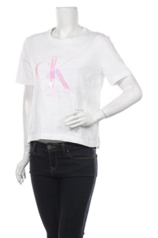 Damski T-shirt Calvin Klein Jeans, Rozmiar XL, Kolor Biały, Cena 157,50 zł