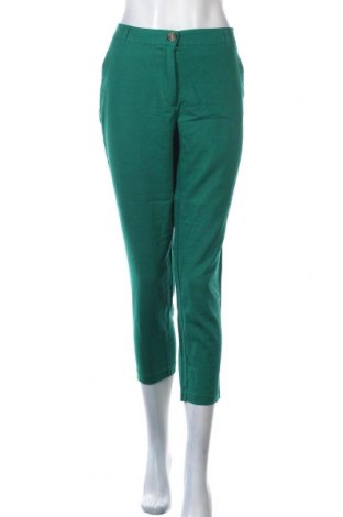 Дамски панталон Cortefiel, Размер L, Цвят Зелен, 55% лен, 45% вискоза, Цена 90,30 лв.