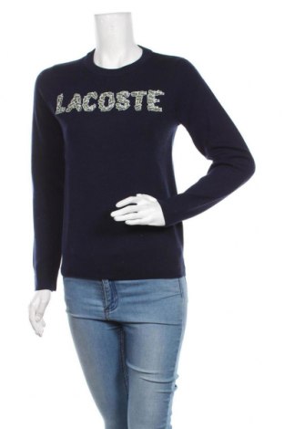 Дамски пуловер Lacoste, Размер M, Цвят Син, 88% вълна, 12% полиамид, Цена 188,30 лв.