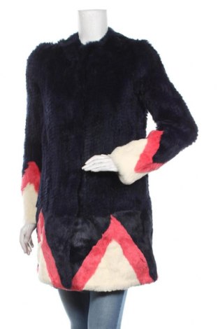 Дамско кожено палто Manoush, Размер L, Цвят Син, Естествен косъм, Цена 528,47 лв.