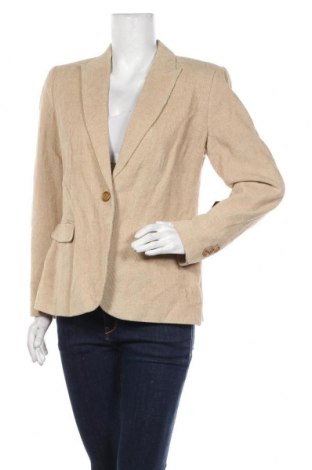 Дамско сако Zara, Размер XL, Цвят Бежов, 50% лен, 50% памук, Цена 24,00 лв.