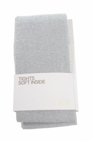 Детски чорапогащи H&M, Размер 12-13y/ 158-164 см, Цвят Сребрист, 66% полиамид, 20% метални нишки, 14% еластан, Цена 33,60 лв.