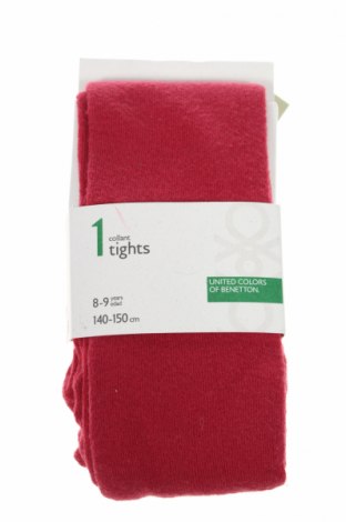 Детски чорапогащи United Colors Of Benetton, Размер 8-9y/ 134-140 см, Цвят Червен, 80% памук, 18% полиамид, 2% еластан, Цена 15,75 лв.