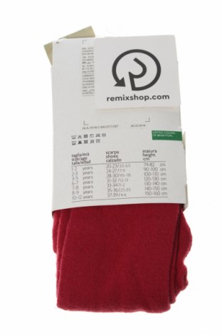 Детски чорапогащи United Colors Of Benetton, Размер 8-9y/ 134-140 см, Цвят Червен, 80% памук, 18% полиамид, 2% еластан, Цена 15,75 лв.