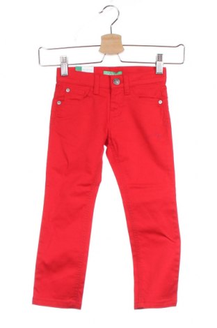 Dziecięce jeansy United Colors Of Benetton, Rozmiar 2-3y/ 98-104 cm, Kolor Czerwony, 98% bawełna, 2% elastyna, Cena 95,88 zł