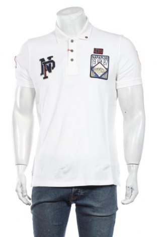 Мъжка тениска Napapijri, Размер M, Цвят Бял, Памук, Цена 71,40 лв.