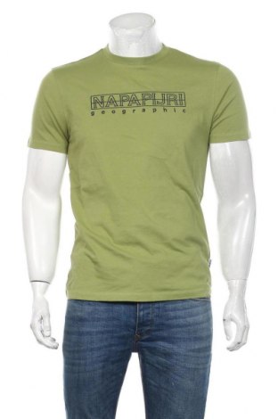 Мъжка тениска Napapijri, Размер M, Цвят Зелен, Памук, Цена 59,40 лв.