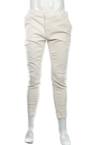 Męskie spodnie Zara, Rozmiar L, Kolor ecru, 98% bawełna, 2% elastyna, Cena 49,40 zł