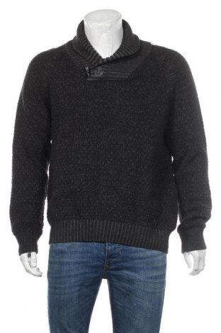 Мъжки пуловер H&M, Размер L, Цвят Черен, 66% памук, 24% полиамид, 10% вълна, Цена 25,20 лв.