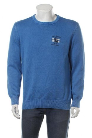 Herrenpullover Man's World, Größe L, Farbe Blau, Baumwolle, Preis 24,33 €