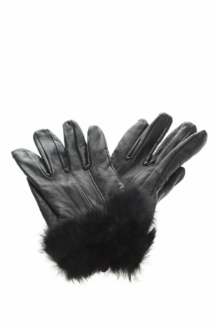 Ръкавици, Цвят Черен, Естествена кожа, естествен косъм, Цена 40,95 лв.