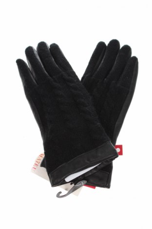 Ръкавици Camaieu, Цвят Черен, Естествена кожа, акрил, Цена 26,55 лв.