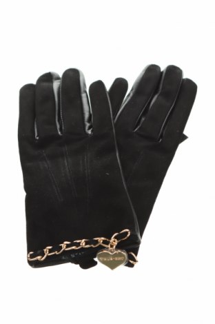 Rękawiczki TWINSET, Kolor Czarny, Skóra naturalna, naturalny zamsz, Cena 316,88 zł
