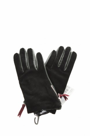 Ръкавици Un Deux Trois, Цвят Черен, Естествен велур, естествена кожа, Цена 69,30 лв.