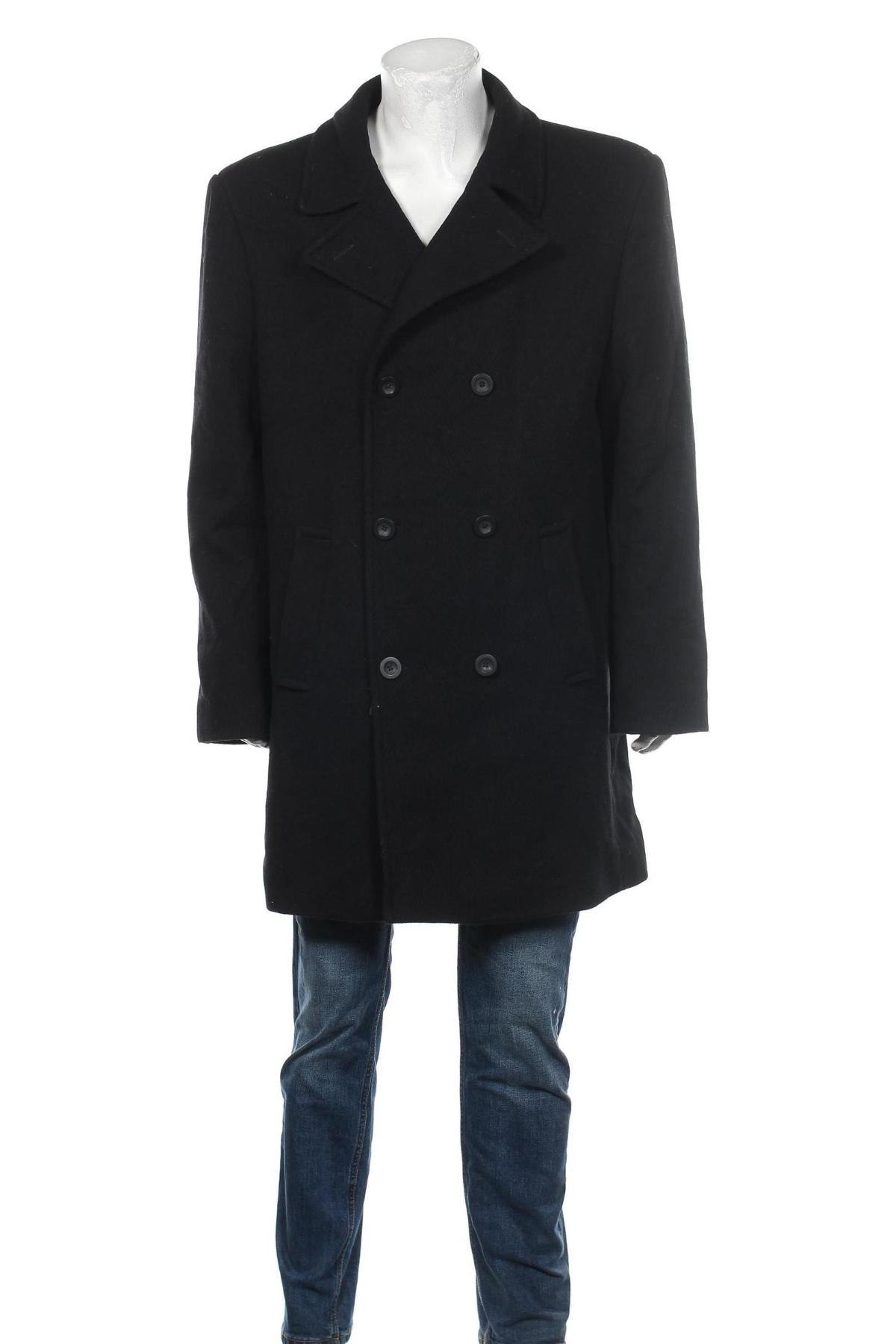 Мъжко палто Cool Water, Размер XL, Цвят Черен, 70% вълна, 30% полиестер, Цена 60,90 лв.