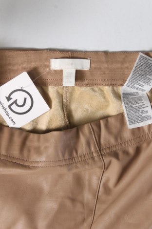 Дамски кожен панталон H&M, Размер XL, Цвят Бежов, Цена 8,70 лв.