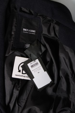 Мъжко палто Only & Sons, Размер XS, Цвят Син, Цена 77,40 лв.