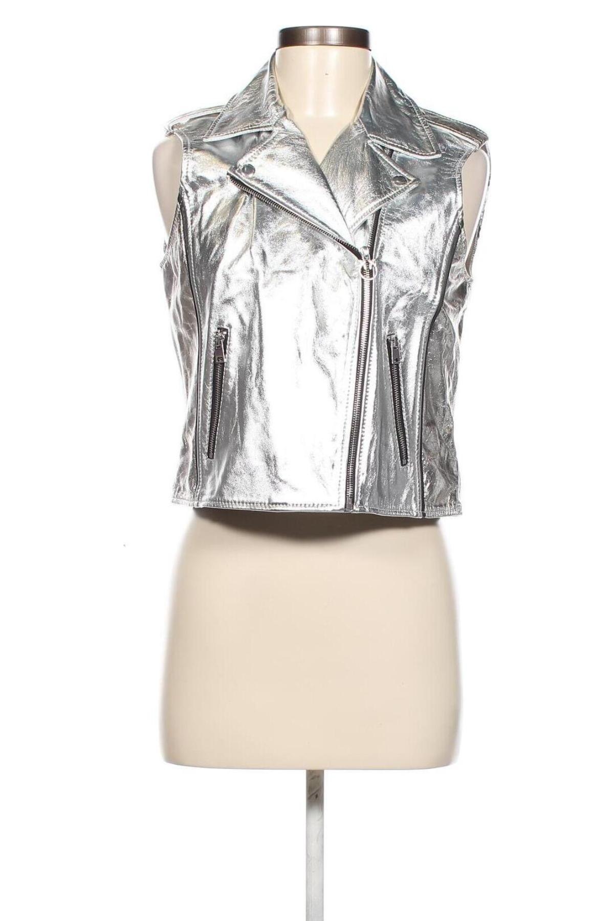 Γυναικείο δερμάτινο γιλέκο Pinko, Μέγεθος XL, Χρώμα Ασημί, Τιμή 199,48 €