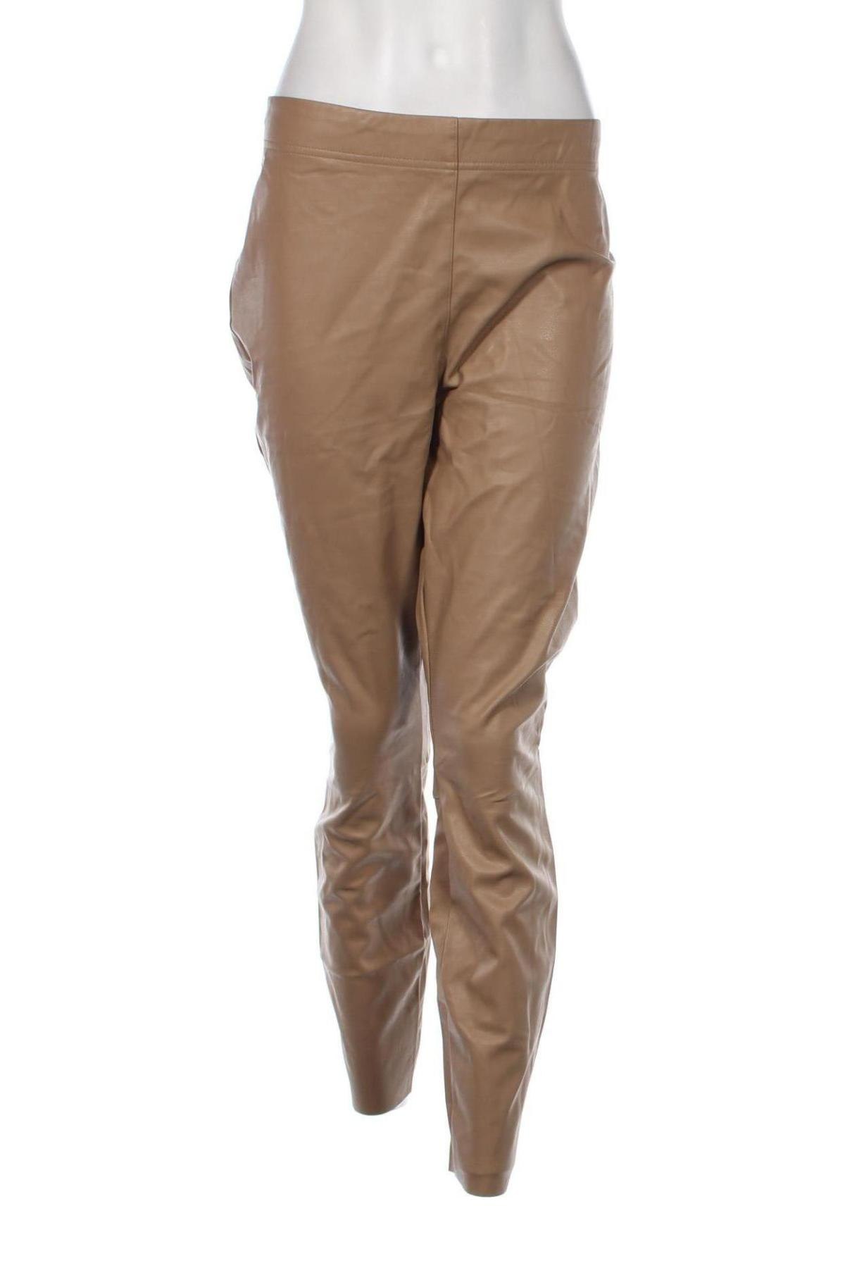 Γυναικείο παντελόνι δερμάτινο H&M, Μέγεθος XL, Χρώμα  Μπέζ, Τιμή 17,94 €