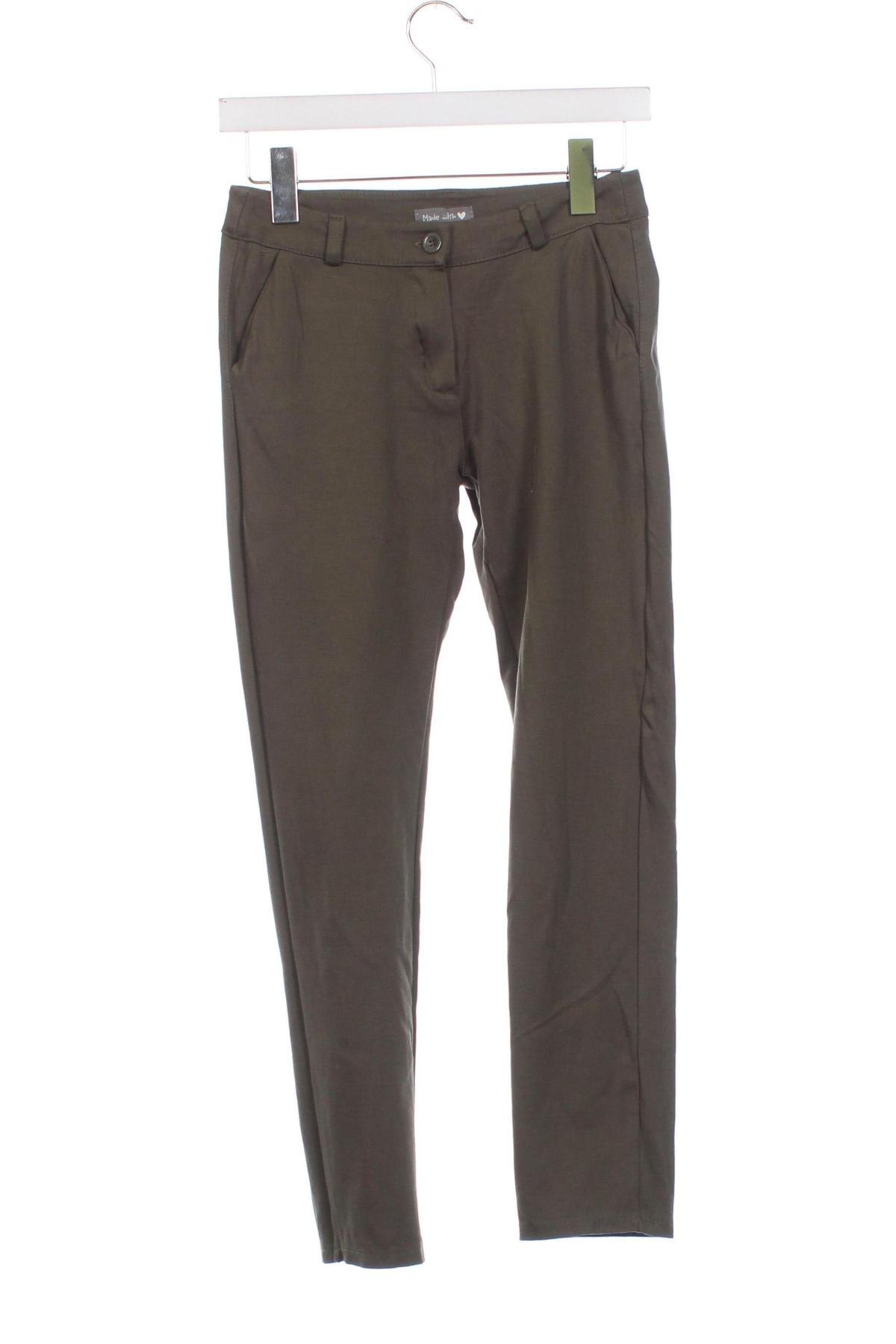Дамски панталон Made With Love, Размер XS, Цвят Зелен, Цена 4,35 лв.
