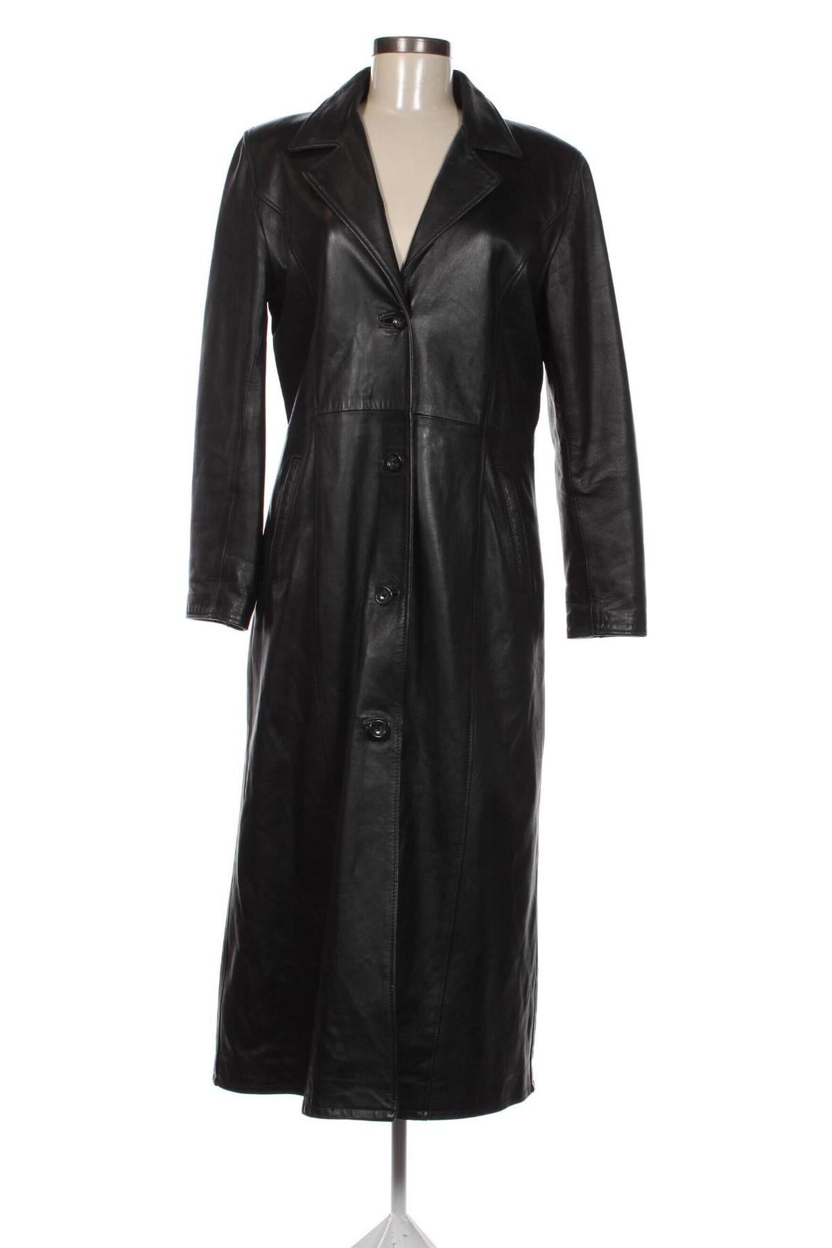 Δερμάτινο γυναικείο παλτό Milano Moda, Μέγεθος L, Χρώμα Μαύρο, Τιμή 39,59 €