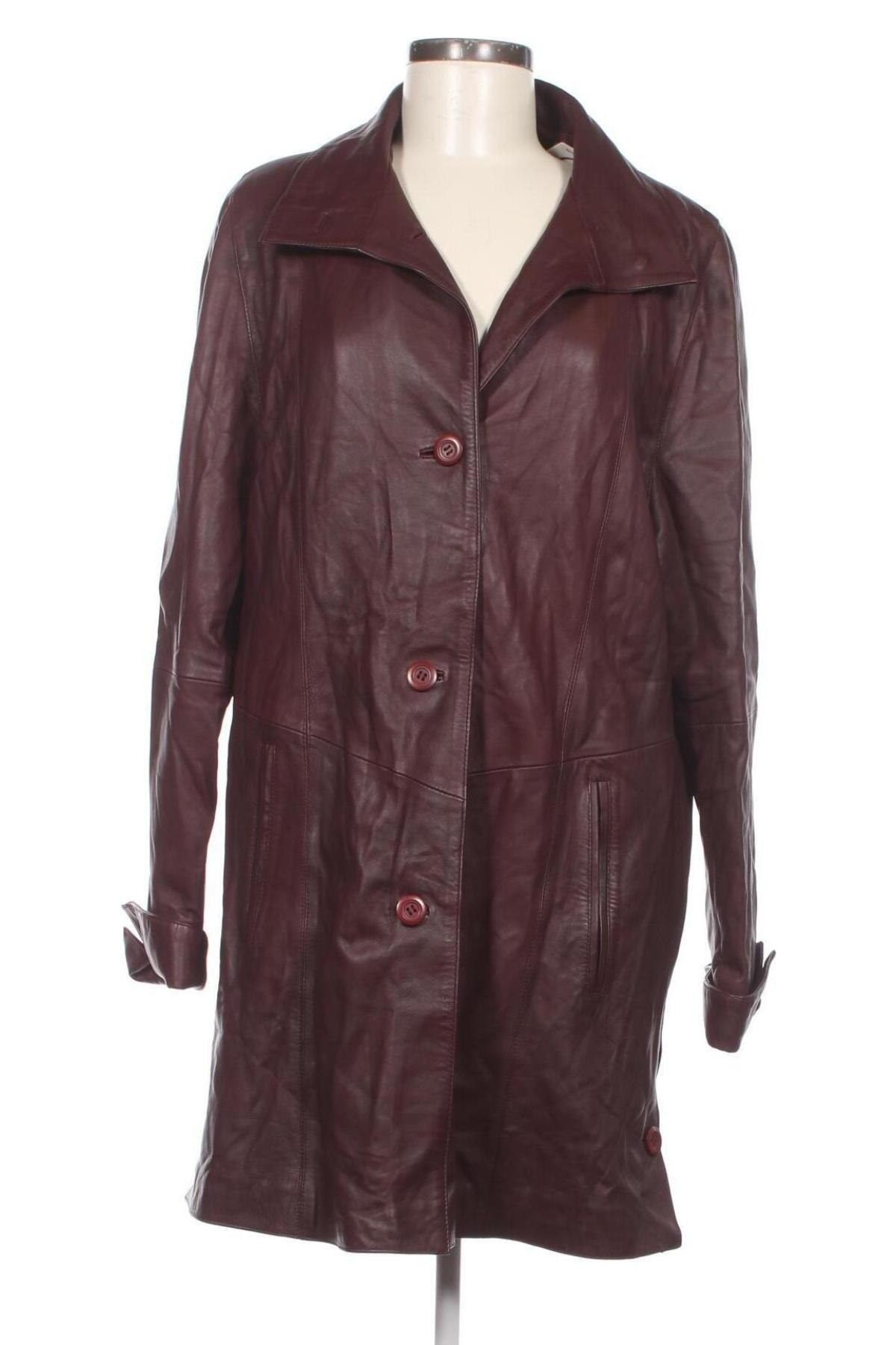 Дамско кожено яке, Размер L, Цвят Червен, Цена 37,45 лв.