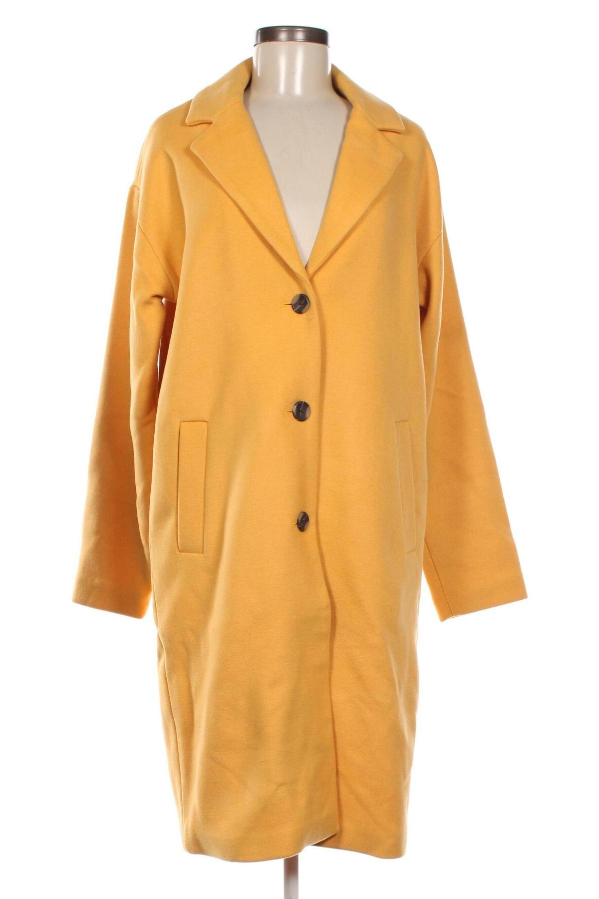Γυναικείο παλτό Pieces, Μέγεθος L, Χρώμα Κίτρινο, Τιμή 28,66 €