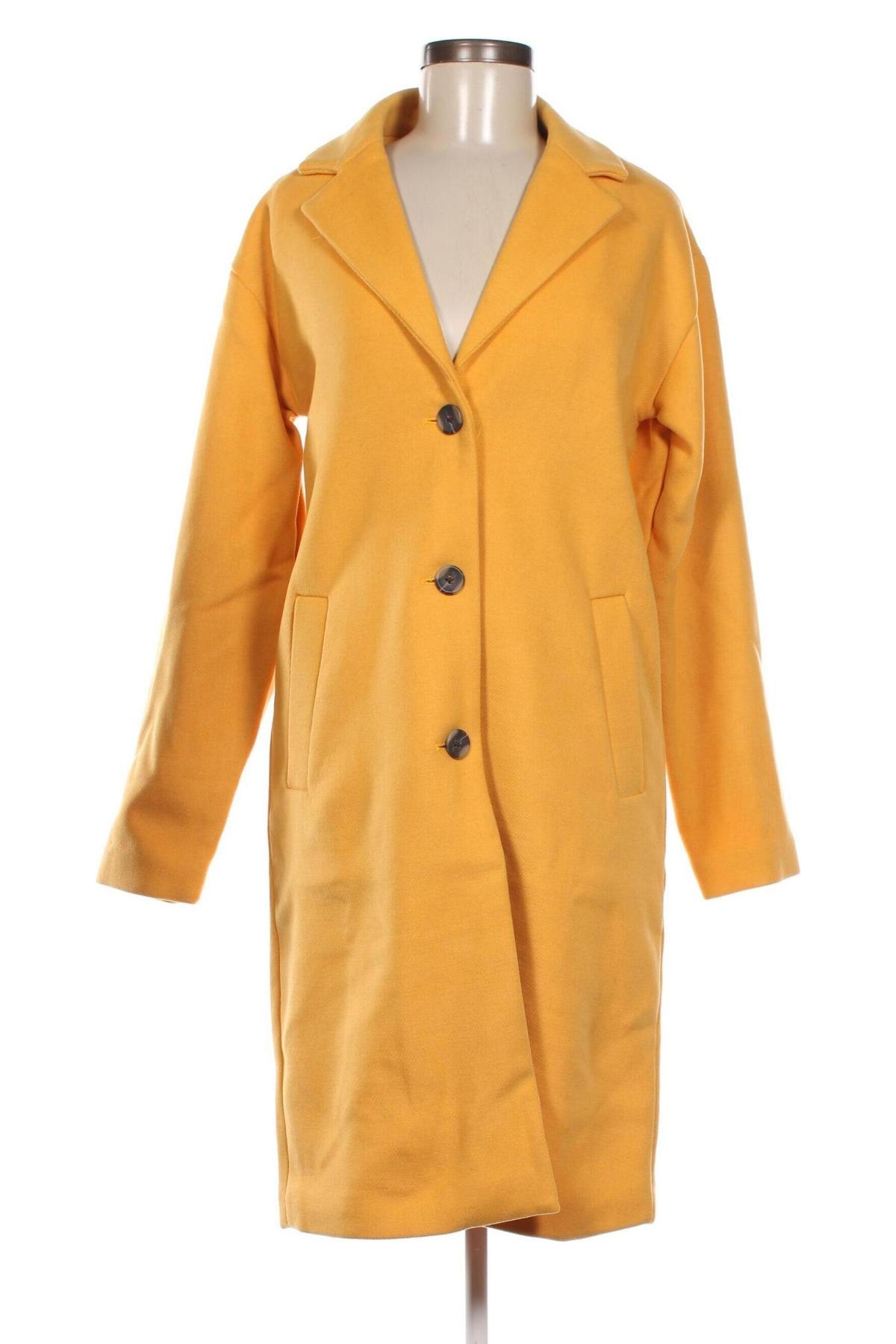 Γυναικείο παλτό Pieces, Μέγεθος S, Χρώμα Κίτρινο, Τιμή 28,66 €