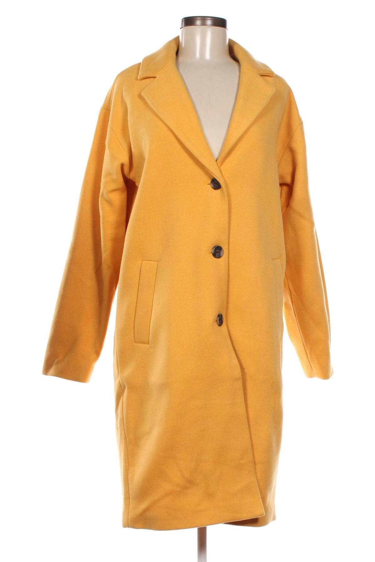 Γυναικείο παλτό Pieces, Μέγεθος M, Χρώμα Κίτρινο, Τιμή 28,66 €