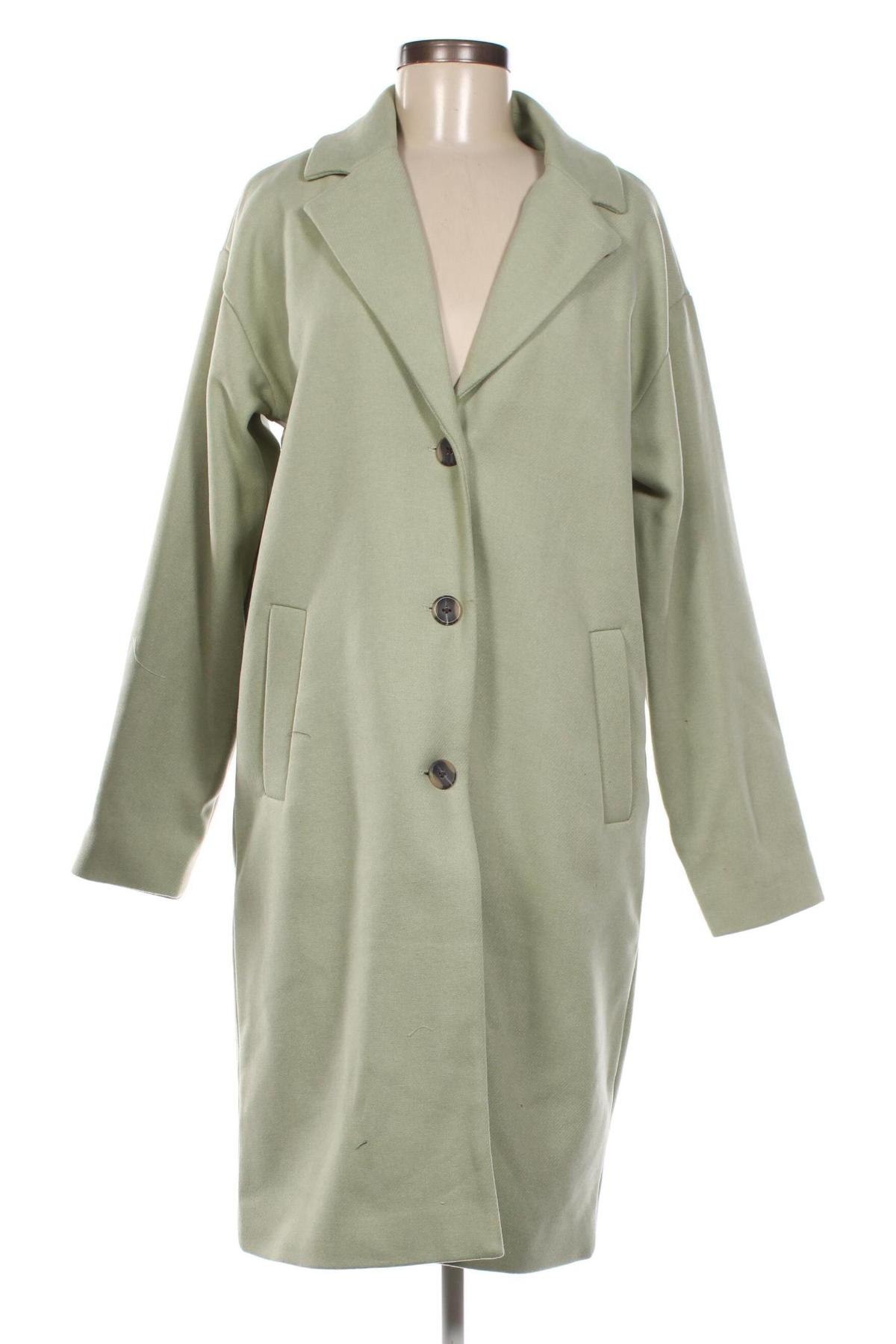 Γυναικείο παλτό Pieces, Μέγεθος L, Χρώμα Πράσινο, Τιμή 24,72 €