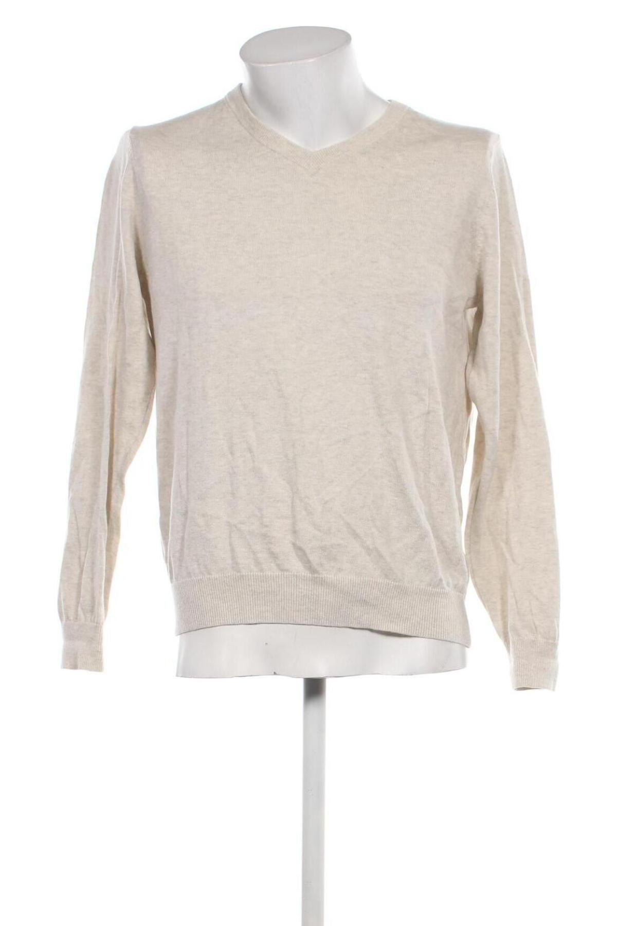 Ανδρικό πουλόβερ Dressmann, Μέγεθος L, Χρώμα Εκρού, Τιμή 7,43 €