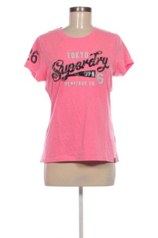 Γυναικείο t-shirt Superdry, Μέγεθος L, Χρώμα Ρόζ , Τιμή 9,00 €