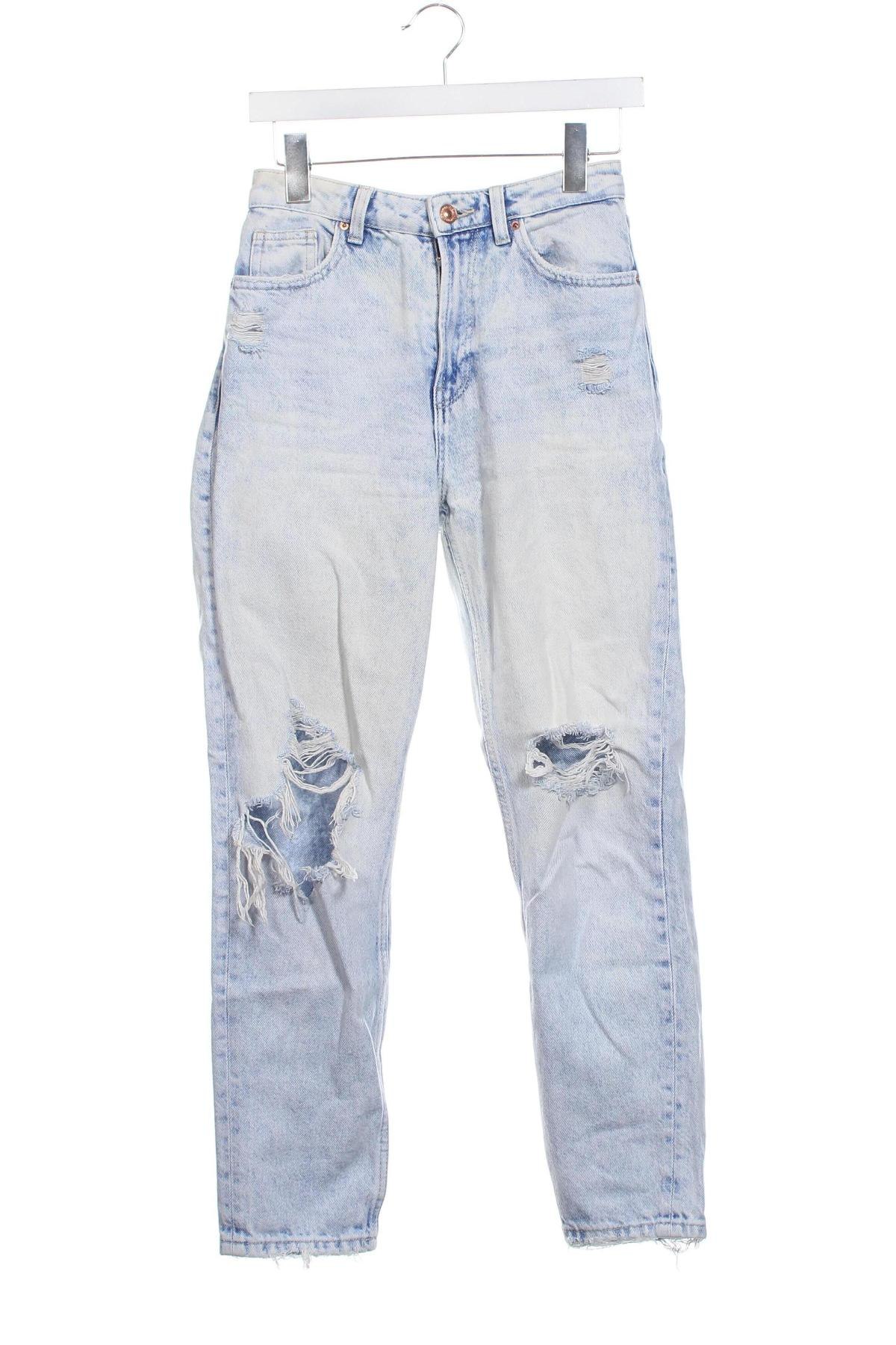 Damskie jeansy Bershka, Rozmiar XS, Kolor Niebieski, Cena 43,99 zł