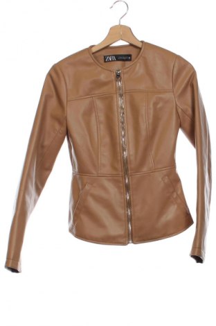 Damen Lederjacke Zara, Größe XS, Farbe Orange, Preis 21,00 €