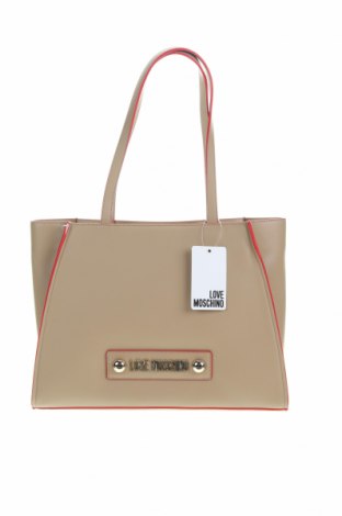 Дамска чанта Love Moschino, Цвят Бежов, Еко кожа, Цена 235,95 лв.