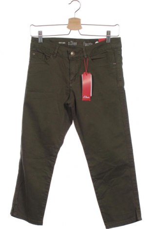 Дамски панталон S.Oliver, Размер XS, Цвят Зелен, 97% памук, 3% еластан, Цена 32,70 лв.
