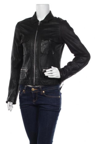Дамско кожено яке Pepe Jeans, Размер M, Цвят Черен, Естествена кожа, Цена 148,00 лв.