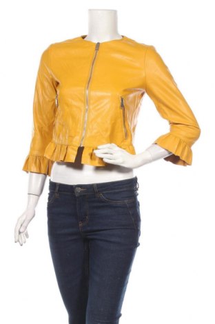 Γυναικείο δερμάτινο μπουφάν Zara, Μέγεθος S, Χρώμα Κίτρινο, Δερματίνη, Τιμή 42,22 €
