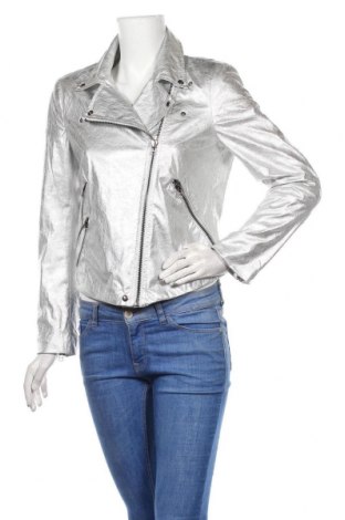 Γυναικείο δερμάτινο μπουφάν Zara, Μέγεθος L, Χρώμα Ασημί, Δερματίνη, Τιμή 35,88 €